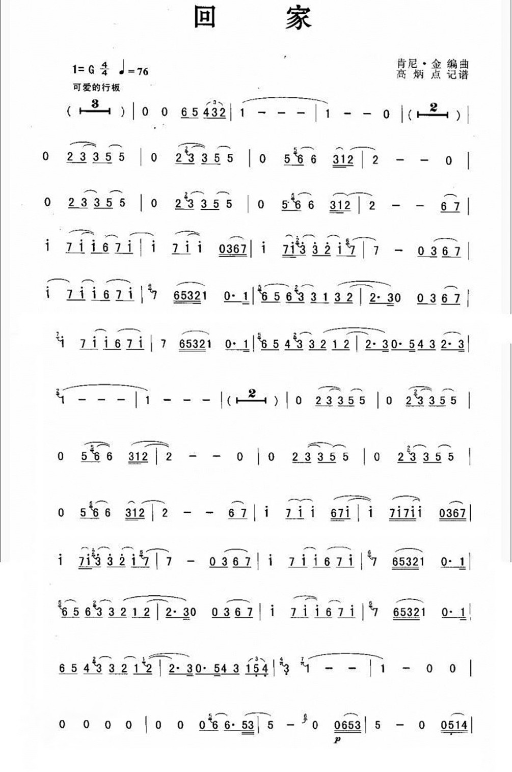 回家薩克斯簡(jiǎn)譜_版本1_1