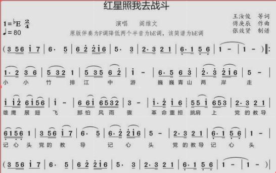 薩克斯譜 紅星照我去戰(zhàn)斗 簡譜